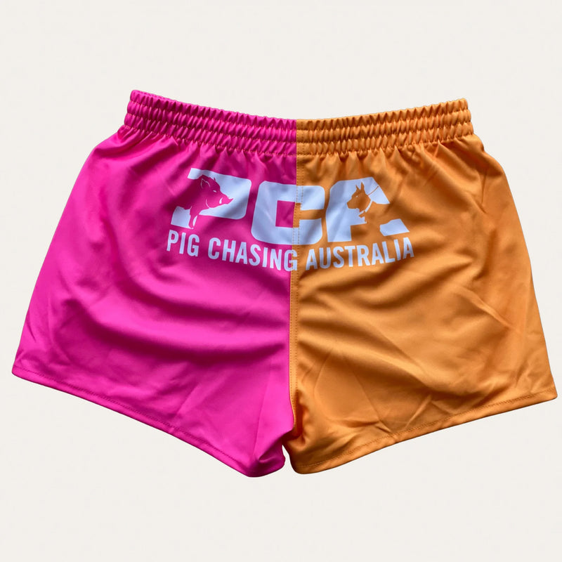 PCA Two Tone Footy Shorts - Pink/Mango