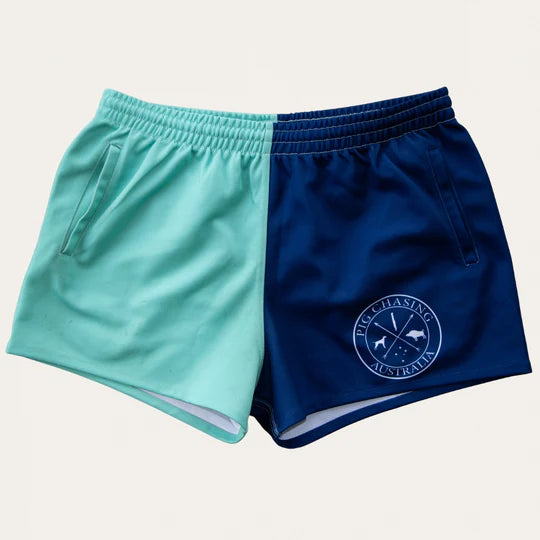 PCA Footy Shorts Teal/Navy Two Tone