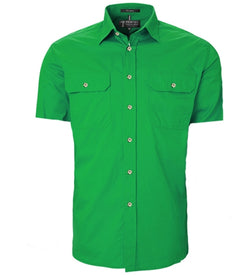 Pilbara Mens Open Front S/S Shirt- Emerald