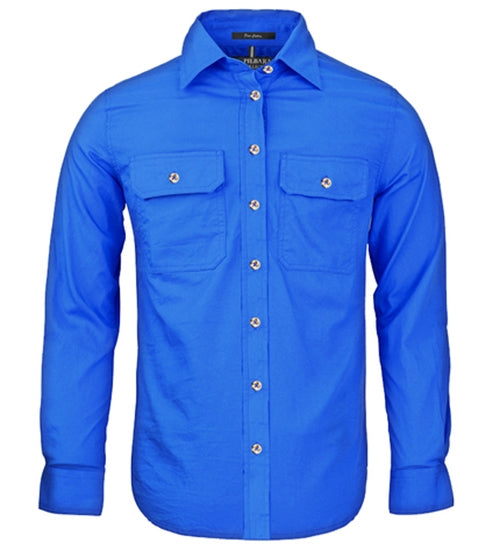 Pilbara Women's Full Button Work Shirt- Cobalt Blue