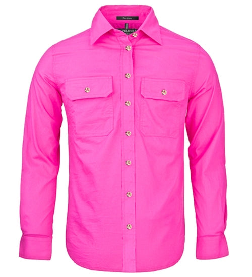 Pilbara Women's Full Button Work Shirt- Fuschia