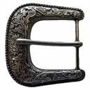 PILBARA Western Tooled Leather Belt Dress Buckle - Dark Brown