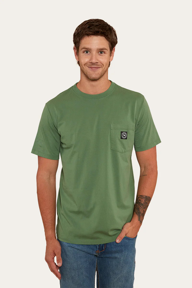 RINGERS WESTERN Southbridge Mens Classic Fit Pocket Tee- Cactus Green