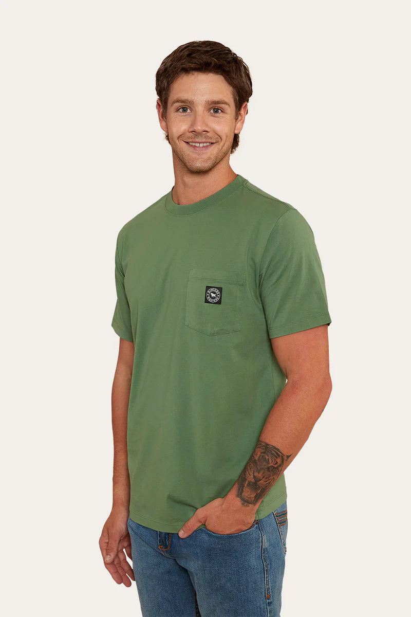 RINGERS WESTERN Southbridge Mens Classic Fit Pocket Tee- Cactus Green