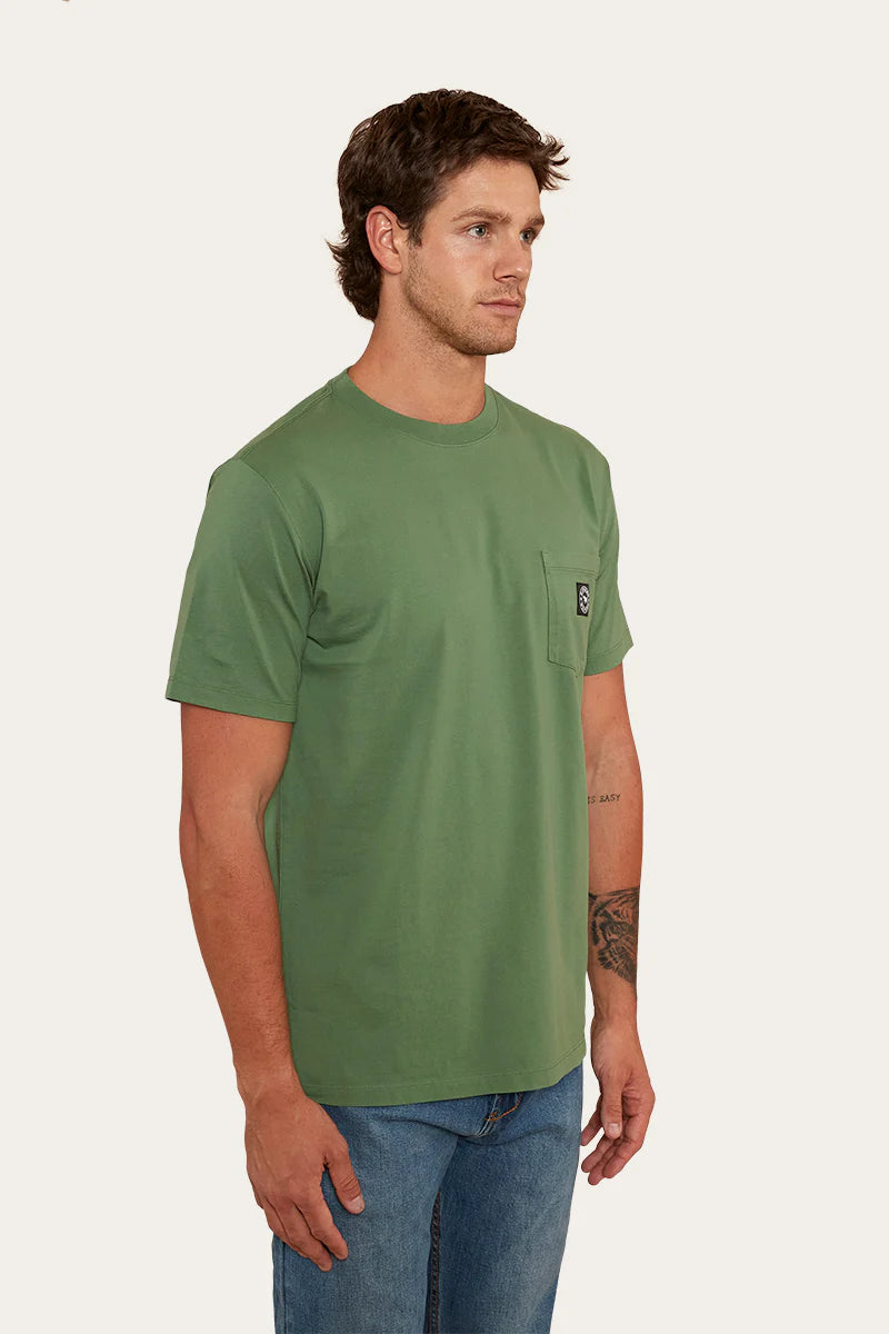 RINGERS WESTERN Southbridge Mens Classic Fit Pocket Tee- Cactus Green