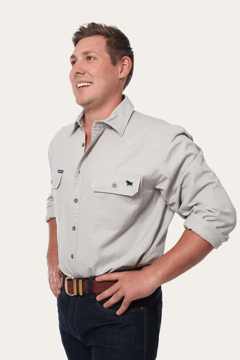 RINGERS WESTERN Men's Full Button Work Shirt - Beige