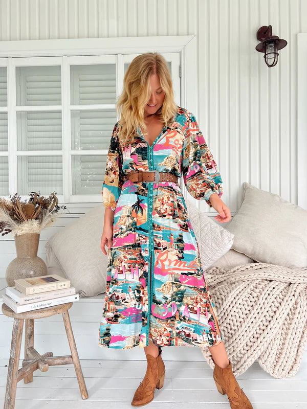 jaase midi dress Jaase Rome Print Whitney Midi Dress – Whiskey and Wildflowers