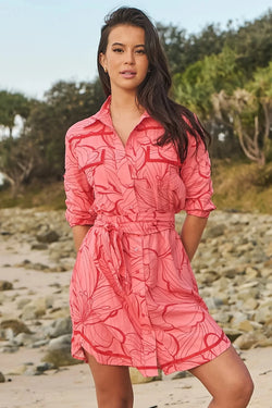 Rosella Print Beverly Shirt Dress - Jaase