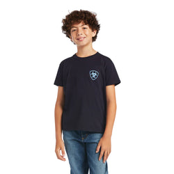 ARIAT Boys Diamond Wood T-Shirt - Navy