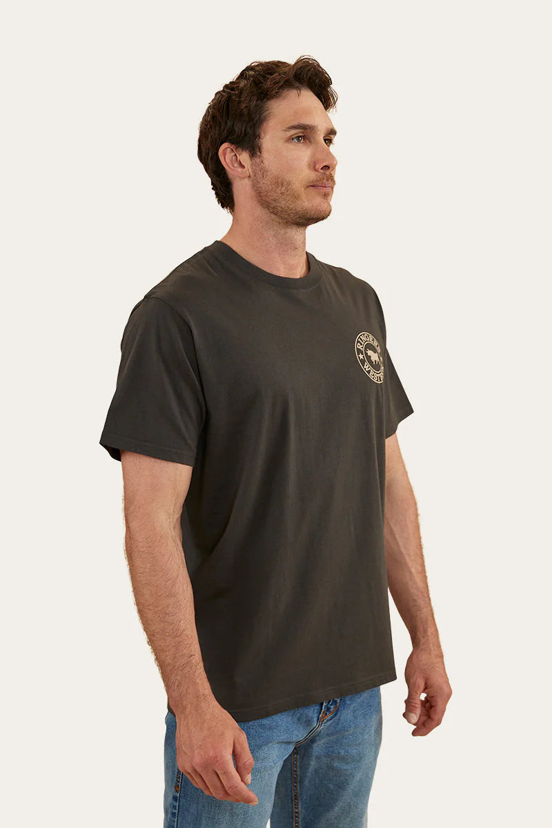 RINGERS WESTERN Signature Bull Mens Loose T-Shirt - Charcoal & Dark Sand