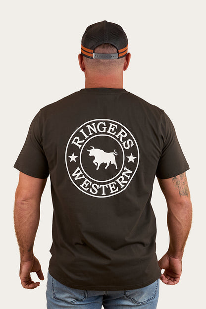 RINGERS WESTERN Signature Bull Mens Loose T-Shirt - Charcoal & White
