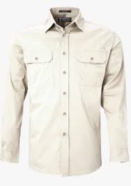 Pilbara Mens Open Front L/S Shirt- Stone