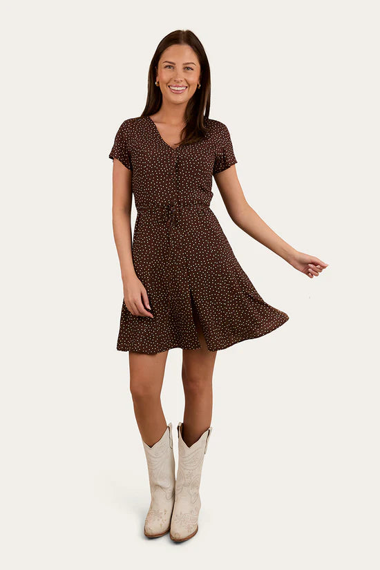 RINGERS WESTERN Marrabel Womens Mini Dress - Chocolate/White (Copy)