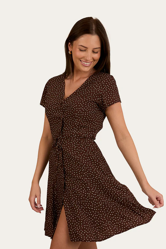 RINGERS WESTERN Marrabel Womens Mini Dress - Chocolate/White (Copy)