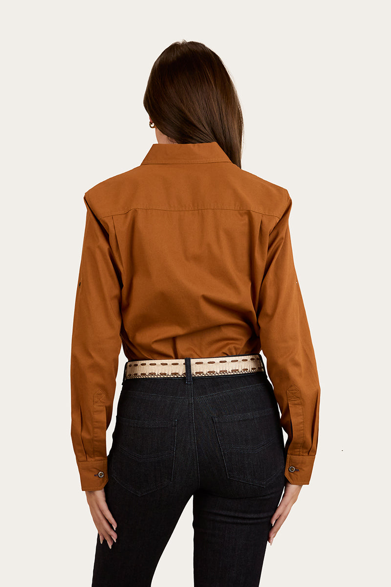 RINGERS WESTERN Pentecost River Womens Full Button Work Shirt - Tobacco