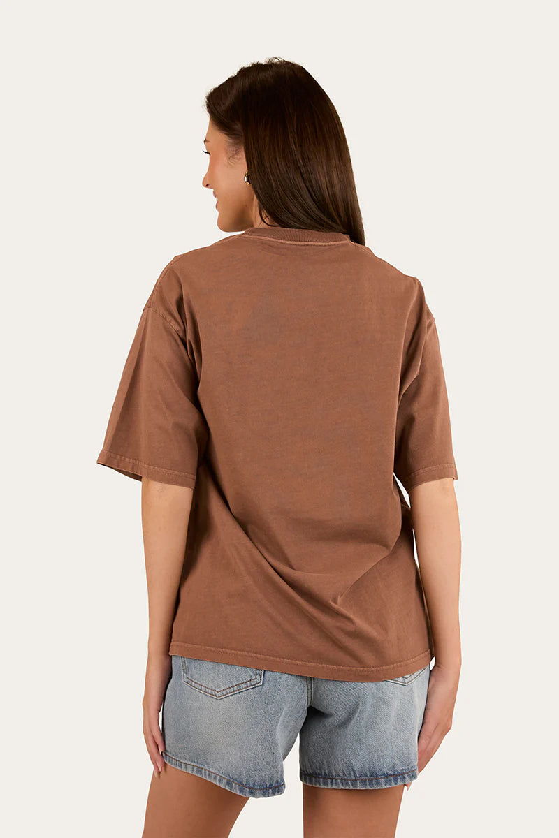 RINGERS WESTERN Lady Luck Womens Oversized T-Shirt - Washed Saddle Brown
