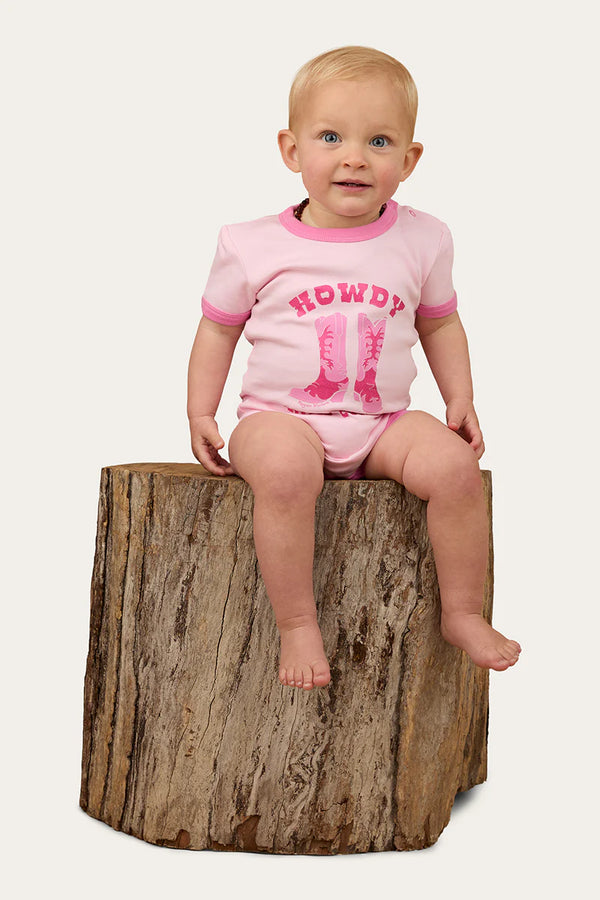 RINGERS WESTERN Howdy Cowgirl Babies Romper - Ballet Pink