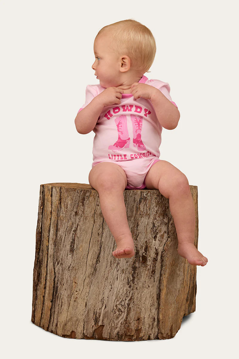 RINGERS WESTERN Howdy Cowgirl Babies Romper - Ballet Pink
