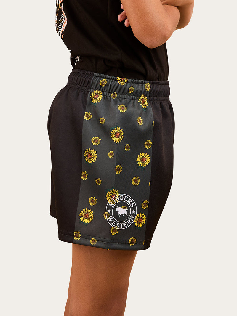 RINGERS WESTERN Sunflowers Kids Footy Short - Black / Multi