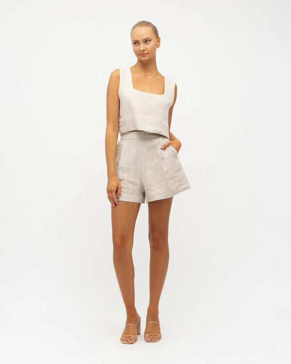 LINEN CO-ORD SHORTS Oatmeal