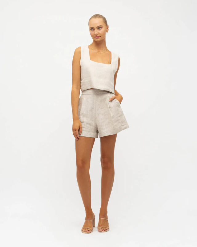 LINEN CO-ORD SHORTS Oatmeal