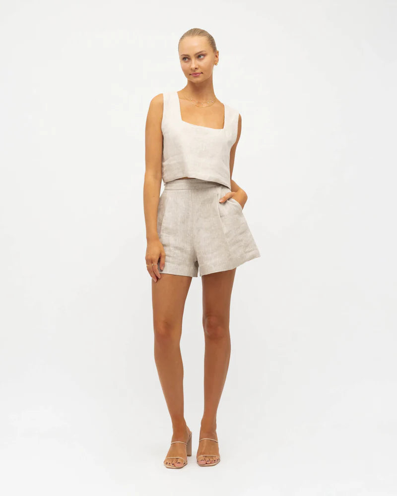 LINEN CO-ORD SHORTS Oatmeal