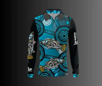 Up North Apparel - Barra Indigenous Design Long Sleeve Finishing Polo Jersey