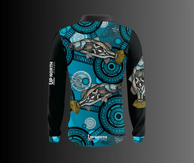 Up North Apparel - Barra Indigenous Design Long Sleeve Finishing Polo Jersey