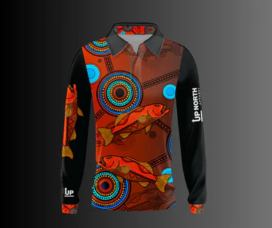 Up North Apparel - Coral Trout Indigenous Design Long Sleeve Fishing Jersey