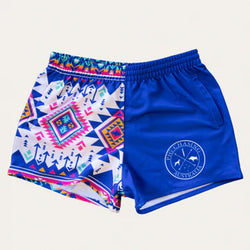 PCA Footy Shorts - Indigo Aztec