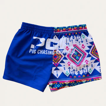 PCA Footy Shorts - Indigo Aztec