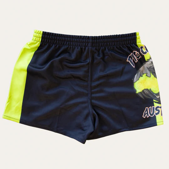 PCA Aussie Boar Footy Shorts - Lime/Black