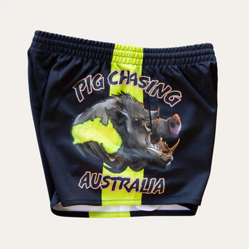 PCA Aussie Boar Footy Shorts - Lime/Black