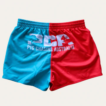 PCA Two Tone Footy Shorts - Watermelon/Turquoise