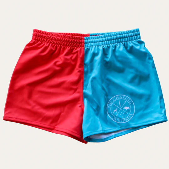 PCA Two Tone Footy Shorts - Watermelon/Turquoise
