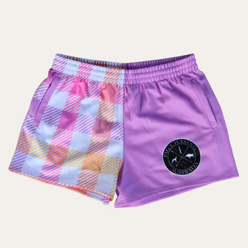 PCA Footy Shorts - Gingham Footy Shorts - Lavender