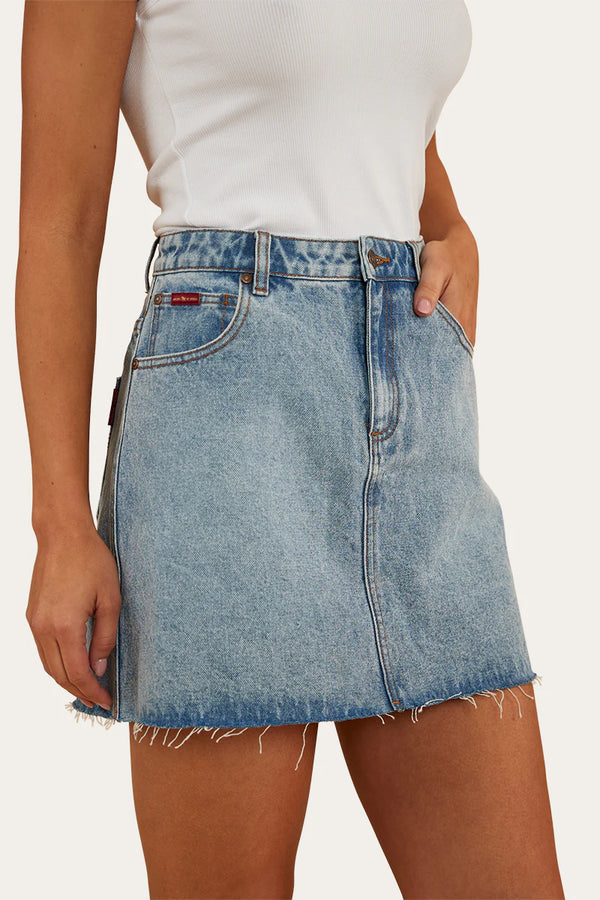 Venice Womens High Rise Denim Skirt - Light Wash Blue