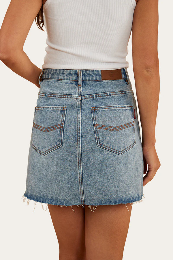 Venice Womens High Rise Denim Skirt - Light Wash Blue