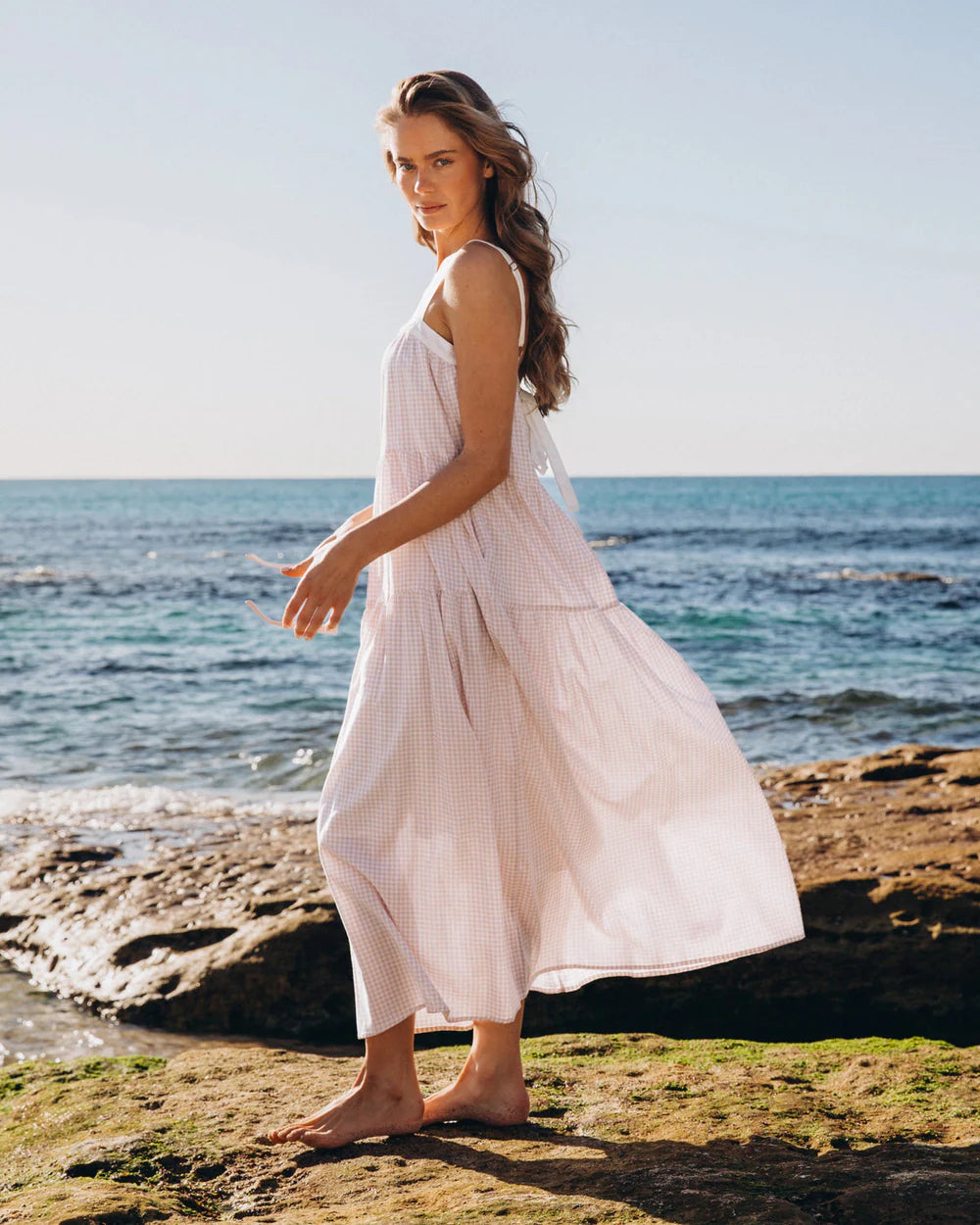 taupe beach dress Joyfolie Women's Zayla Boho Dress in Light Taupe | Boho Maxi