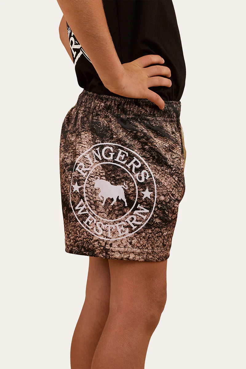 RINGERS WESTERN Out Bush Kids Footy Shorts - Black / Multi