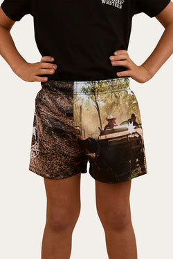 RINGERS WESTERN Out Bush Kids Footy Shorts - Black / Multi