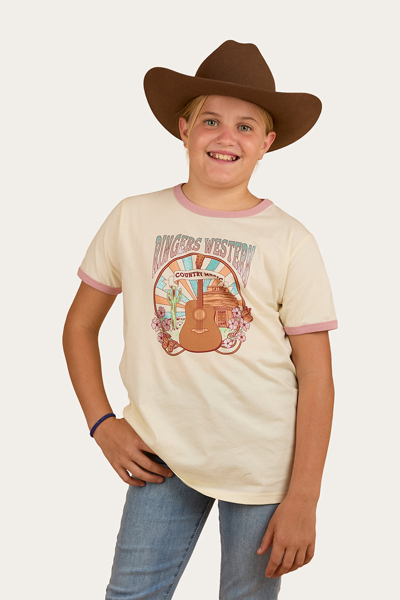 RINGERS WESTERN Country Music Kids Ringer T-Shirt - Bone
