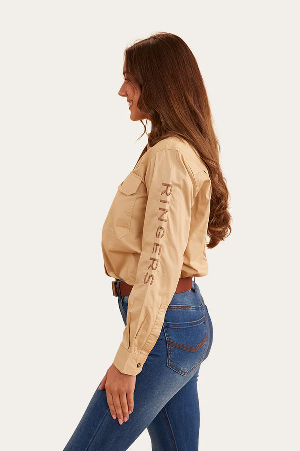 RINGERS WESTERN Signature Jillaroo Womens Full Button Work Shirt - Dark Sand / Clay