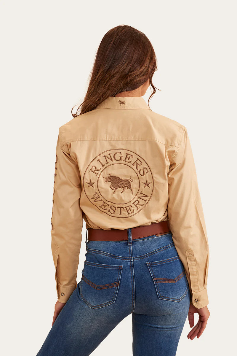 RINGERS WESTERN Signature Jillaroo Womens Full Button Work Shirt - Dark Sand / Clay