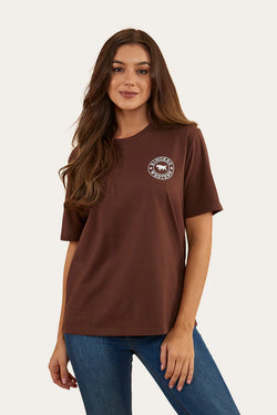 RINGERS WESTERN Signature Bull Women's Loose Fit T-Shirt - Chocolate / White