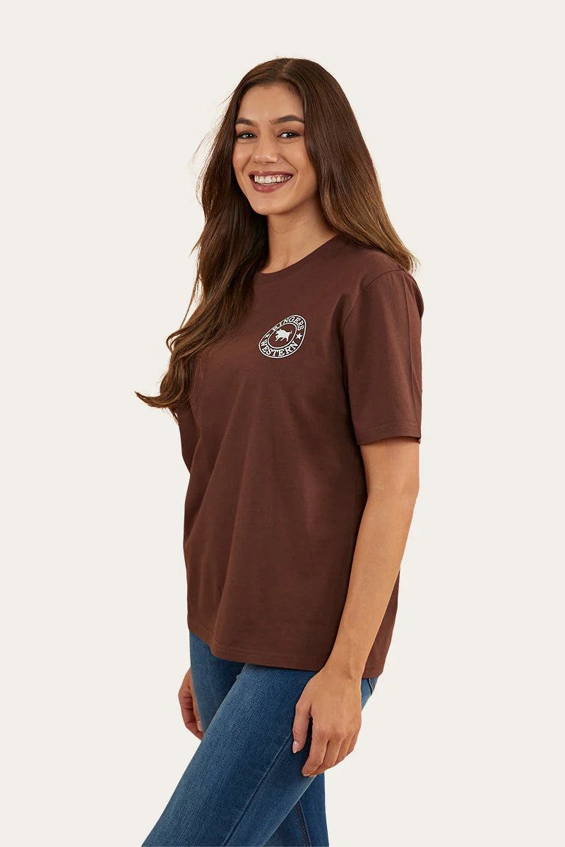 RINGERS WESTERN Signature Bull Women's Loose Fit T-Shirt - Chocolate / White