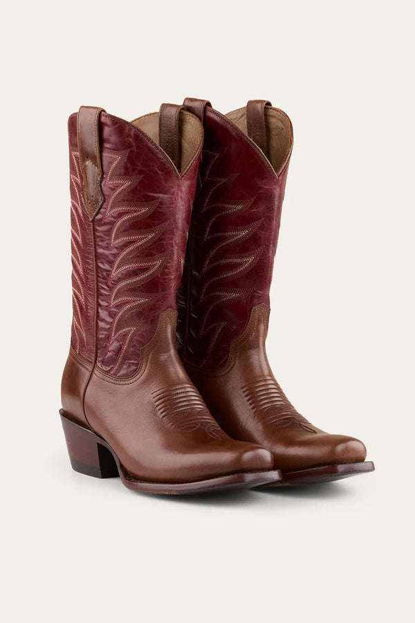 RINGERS WESTERN Longreach Women's Cuban Heel Boot -Cherry red