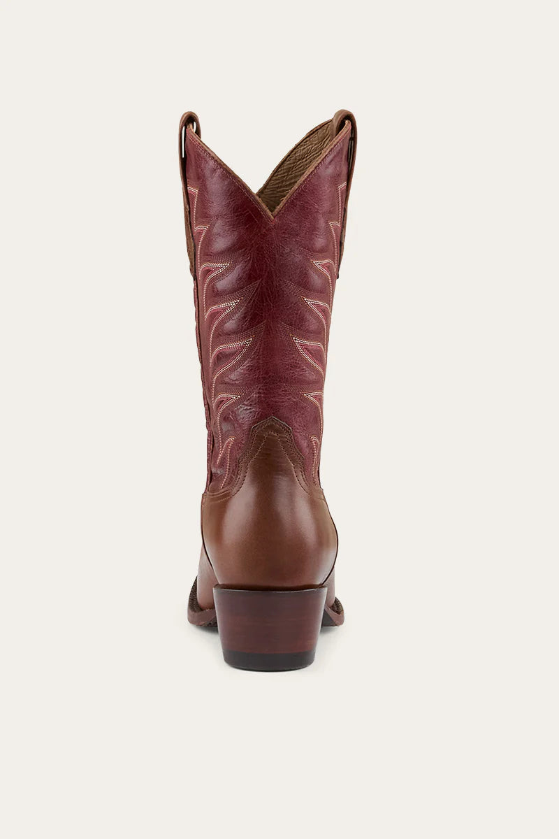 RINGERS WESTERN Longreach Women's Cuban Heel Boot -Cherry red