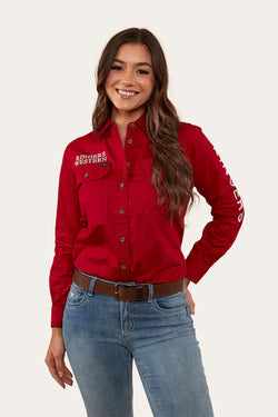 RINGERS WESTERN Women's Signature Jillaroo Work Shirt - Dark Red/ White
