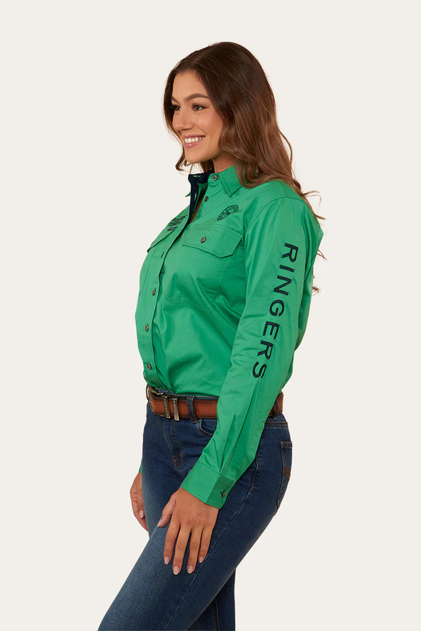RINGERS WESTERN Signature Jillaroo Womens Full Button Work Shirt - Kelly Green/Navy